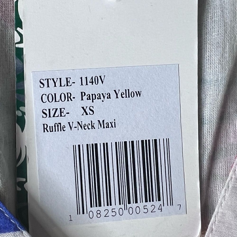 OLIPHANT Ruffle V-Neck Maxi in Papaya Yellow, Silk Blend. Vibrant! Size XS. NWT! - Picture 10 of 16